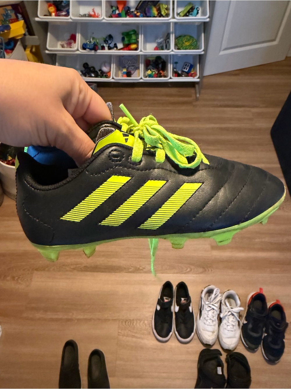 adidas Kids Black and Neon Yellow Soccer Cleats